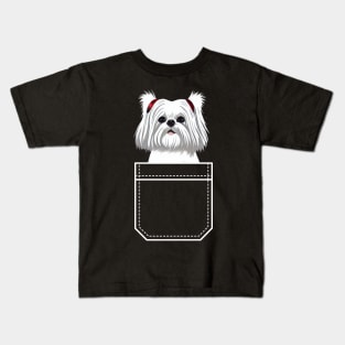 Malshi Puppy Crusty White Dog Maltese Mom Kids T-Shirt